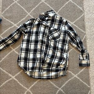 Black and White Plaid Button-Up Shirt